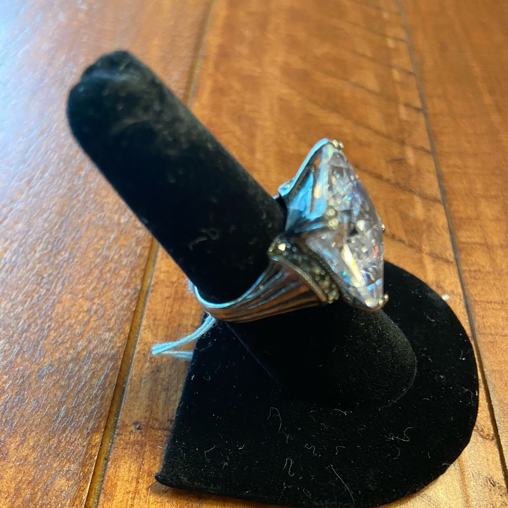 Princess cut center stone in Marcasite setting.size 8